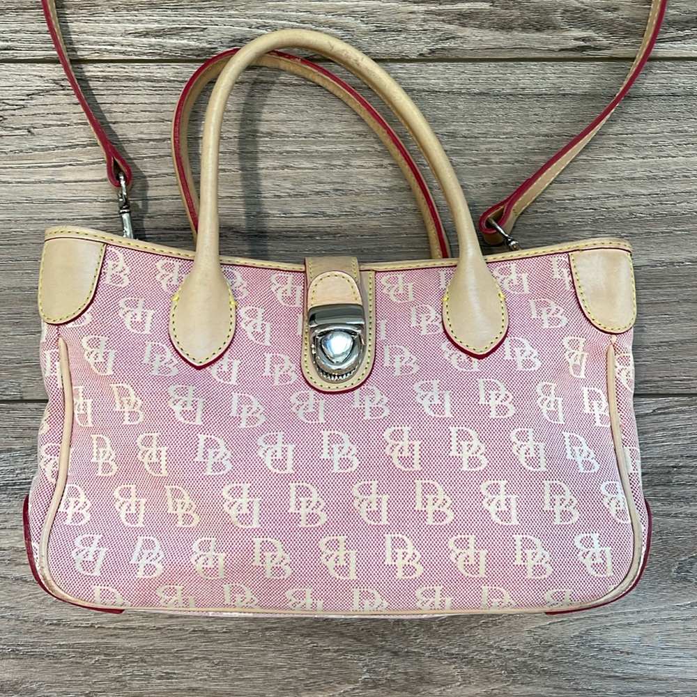 Dooney & Bourke Pink and Cream Logo Tote